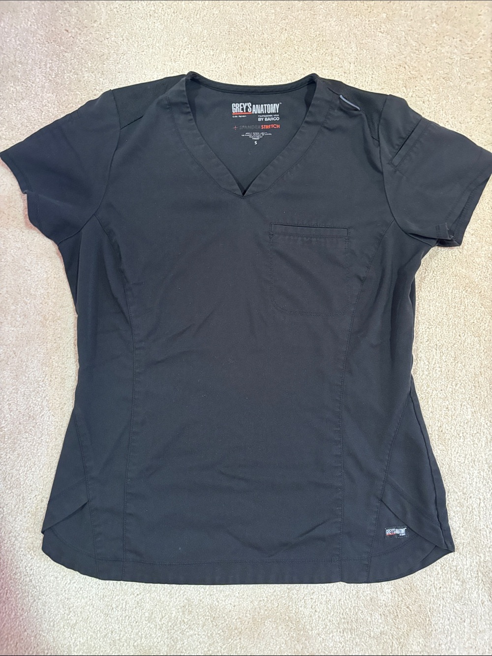 Grey's Anatomy Black V-Neck Scrub Top
